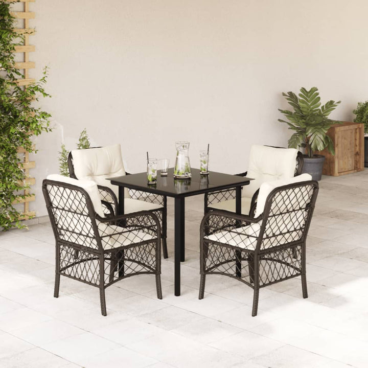 Set Bistro Cu Perne, 3 Piese, Maro, Poliratan