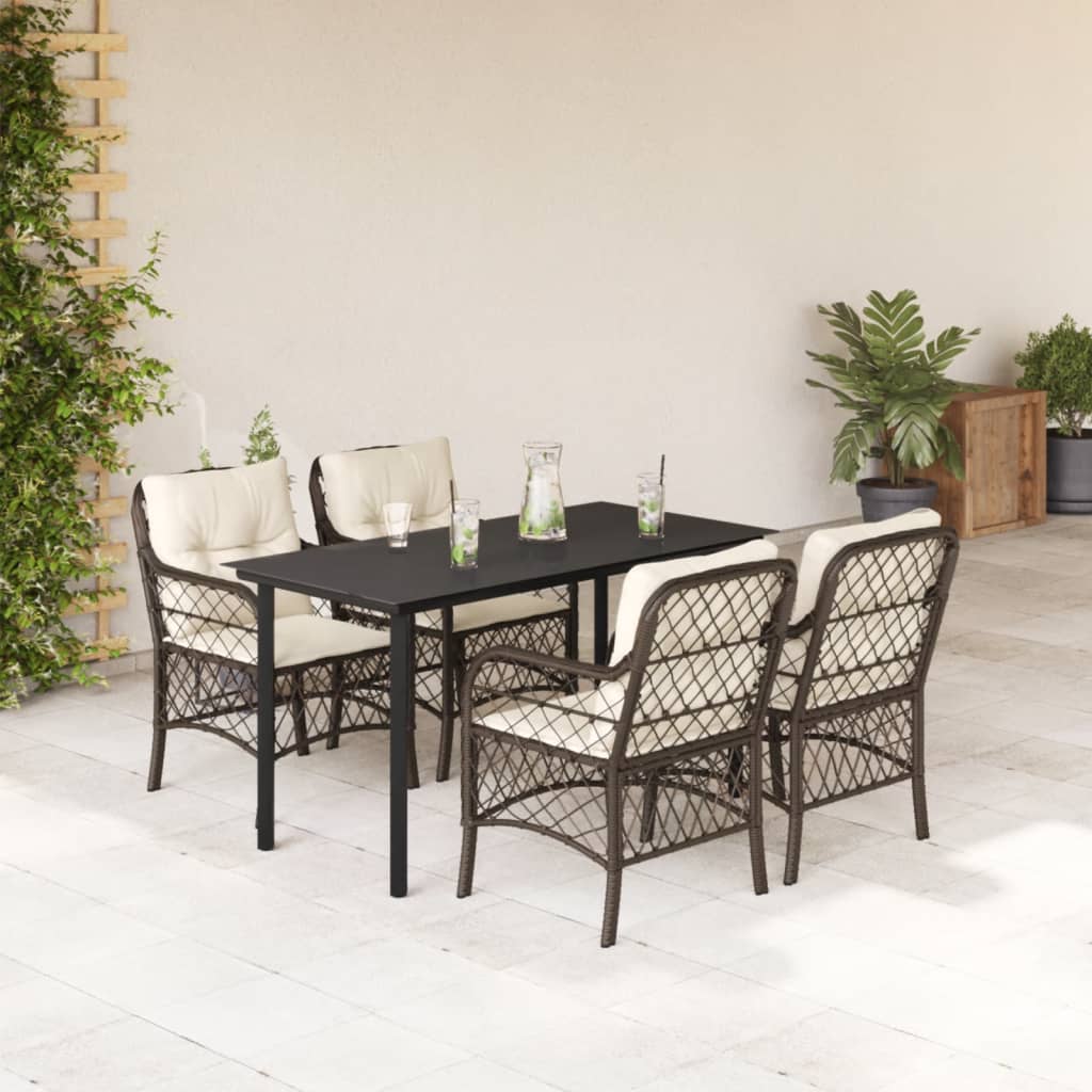 Set Bistro Cu Perne, 3 Piese, Maro, Poliratan