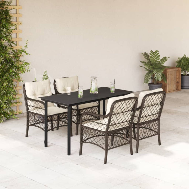 Set Bistro Cu Perne, 3 Piese, Maro, Poliratan