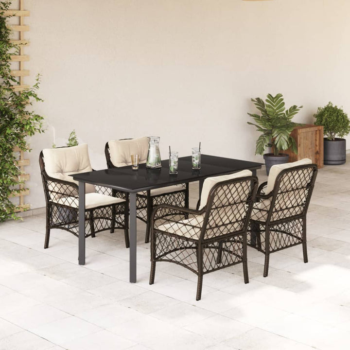 Set Bistro Cu Perne, 3 Piese, Maro, Poliratan