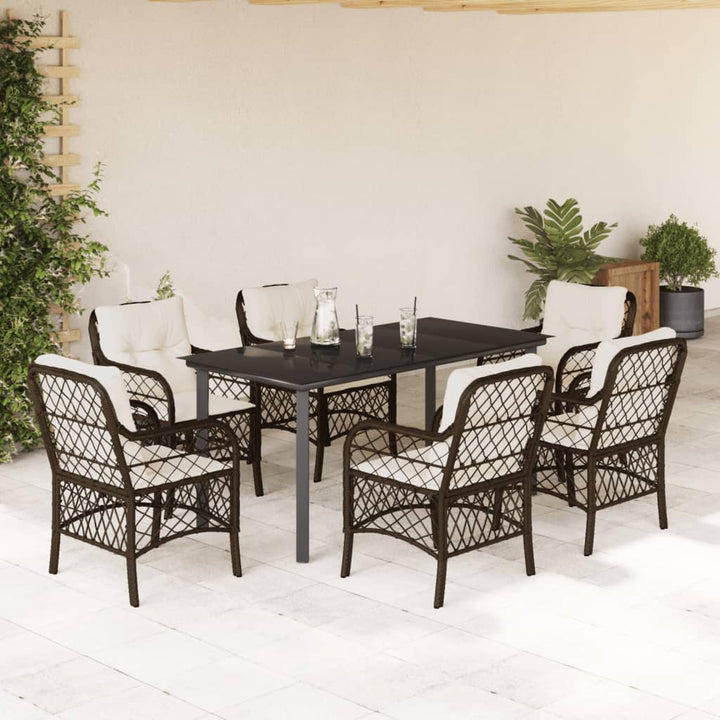 Set Bistro Cu Perne, 3 Piese, Maro, Poliratan