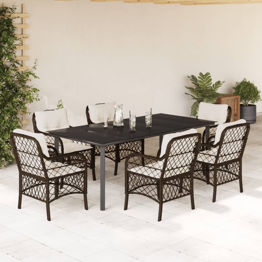 Set Bistro Cu Perne, 3 Piese, Maro, Poliratan