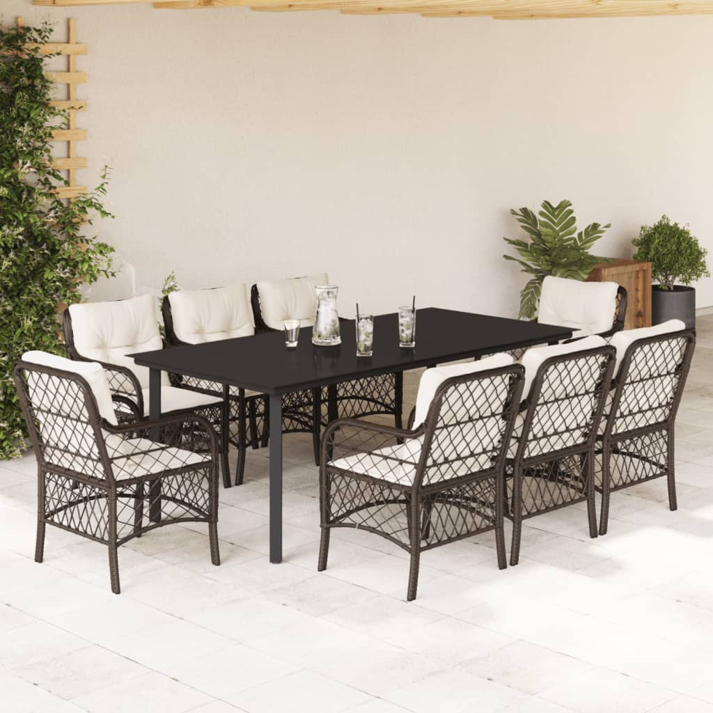 Set Bistro Cu Perne, 3 Piese, Maro, Poliratan