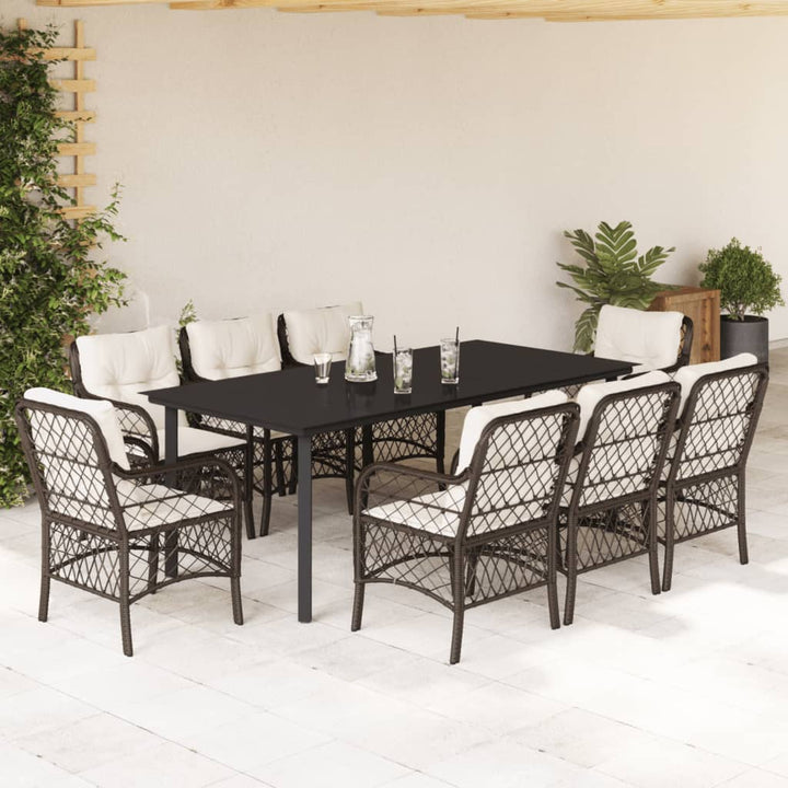 Set Bistro Cu Perne, 3 Piese, Maro, Poliratan