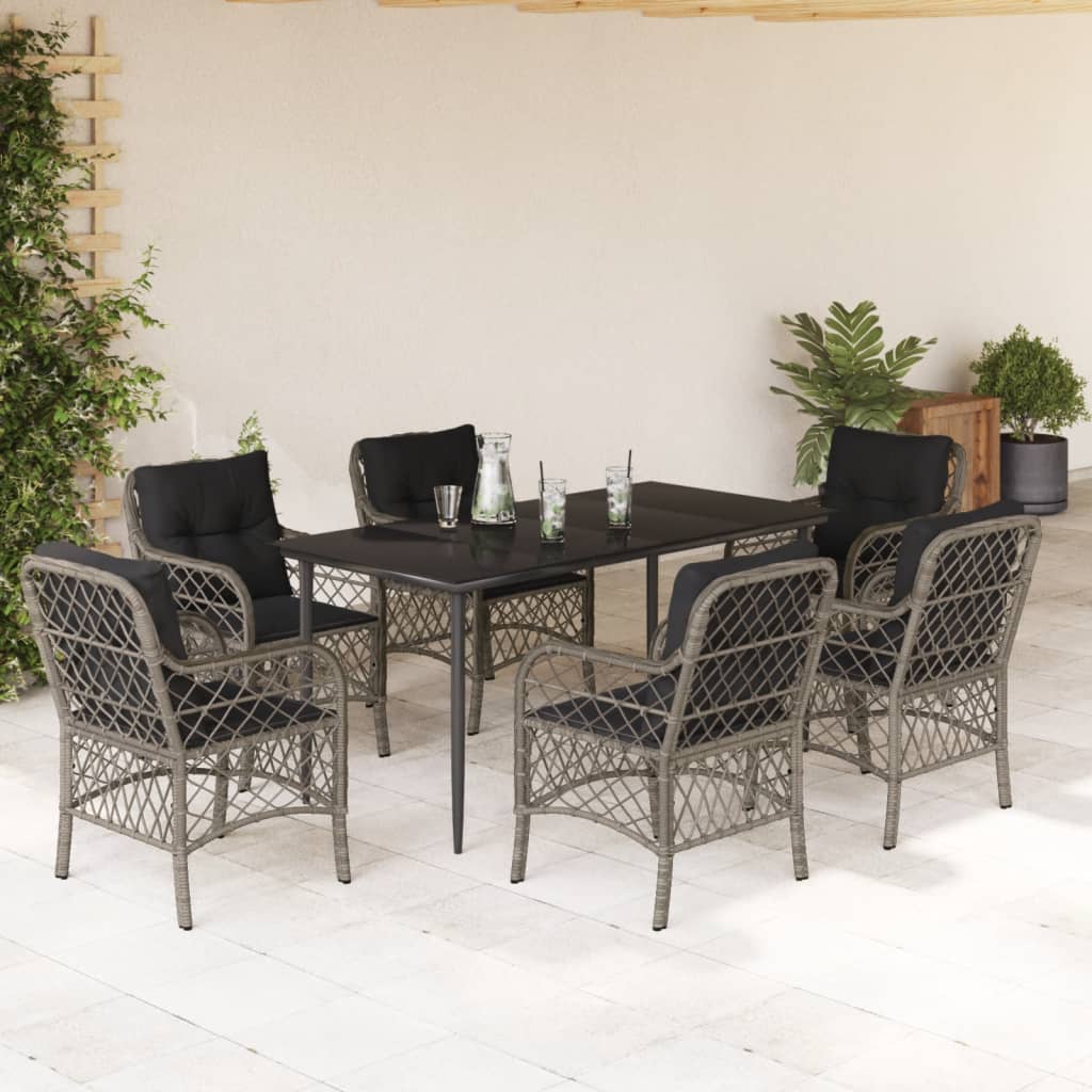 Set Mobilier De Grădină Cu Perne, 5 Piese, Gri, Poliratan
