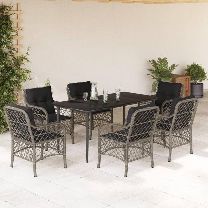Set Mobilier De Grădină Cu Perne, 5 Piese, Gri, Poliratan