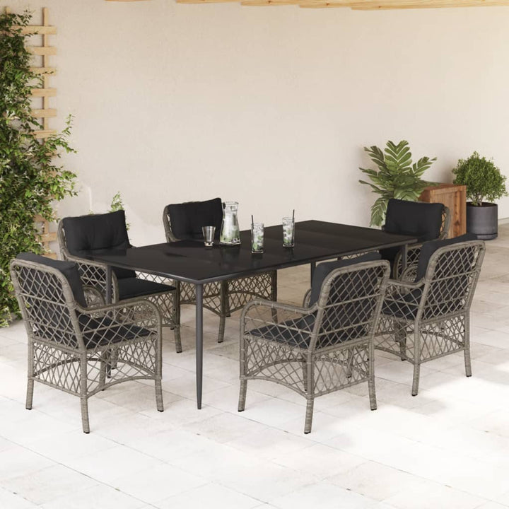 Set Mobilier De Grădină Cu Perne, 5 Piese, Gri, Poliratan