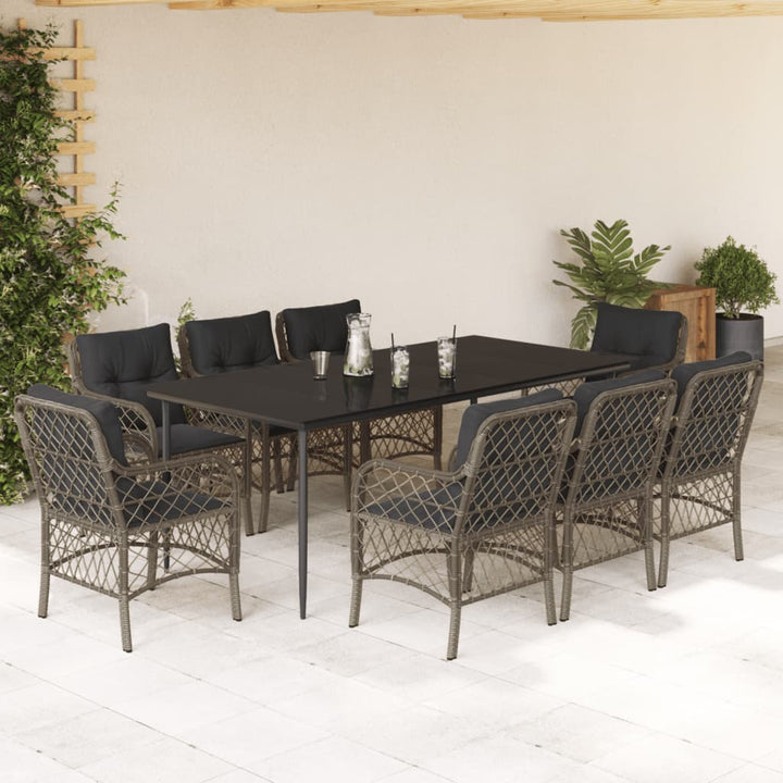 Set Mobilier De Grădină Cu Perne, 5 Piese, Gri, Poliratan