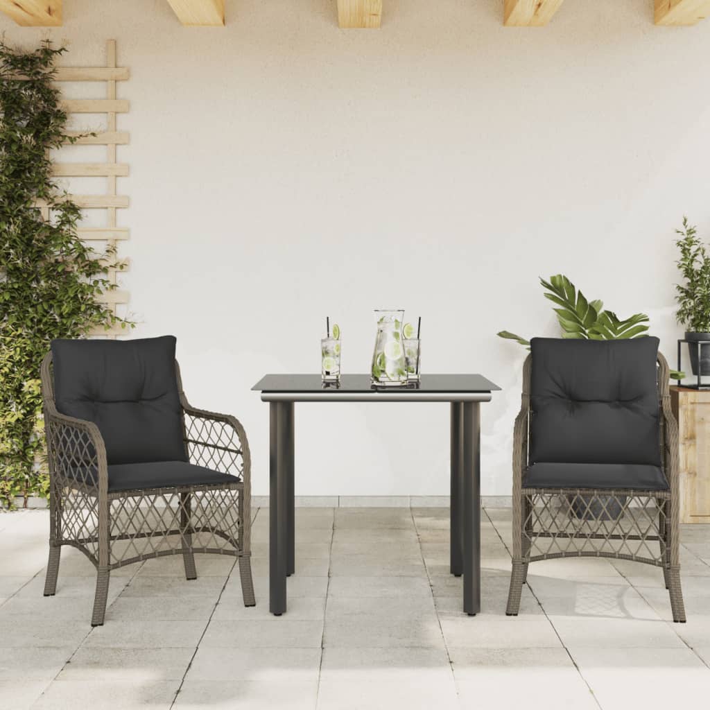 Set Mobilier De Grădină Cu Perne, 5 Piese, Gri, Poliratan