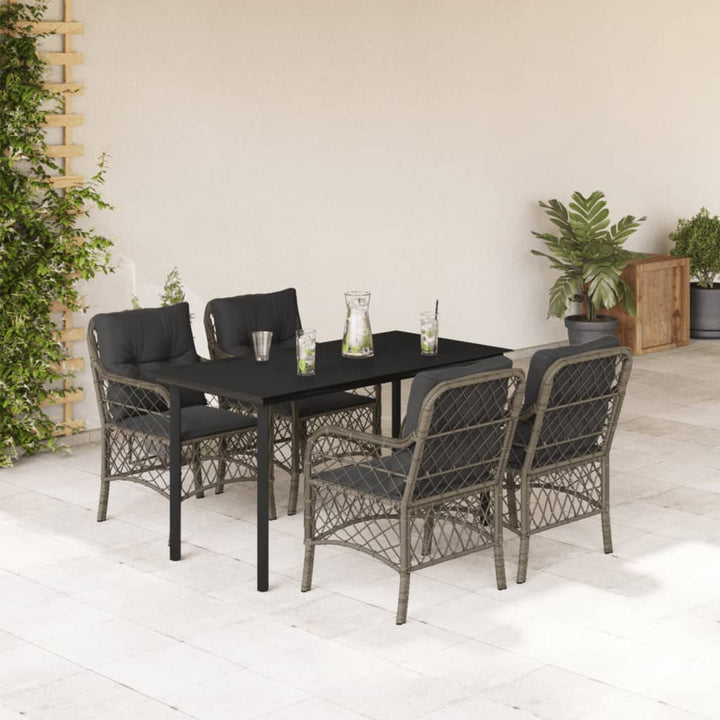 Set Mobilier De Grădină Cu Perne, 5 Piese, Gri, Poliratan