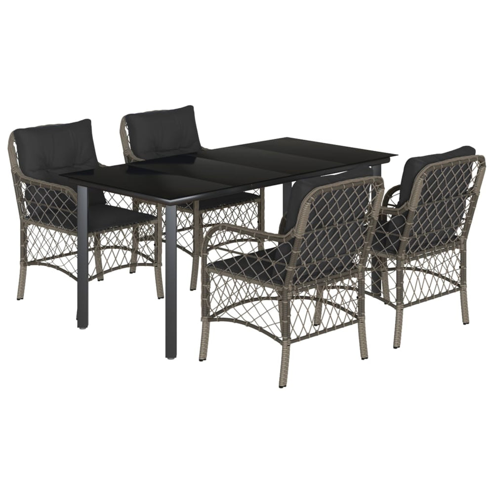 Set Mobilier De Grădină Cu Perne, 5 Piese, Gri, Poliratan
