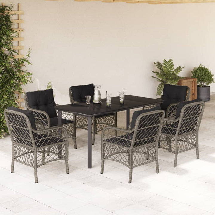 Set Mobilier De Grădină Cu Perne, 5 Piese, Gri, Poliratan