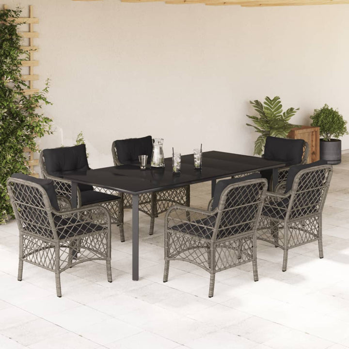Set Mobilier De Grădină Cu Perne, 5 Piese, Gri, Poliratan