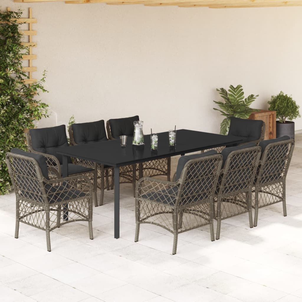 Set Mobilier De Grădină Cu Perne, 5 Piese, Gri, Poliratan