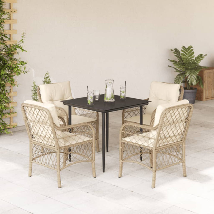 Set Mobilier De Grădină Cu Perne, 5 Piese, Bej, Poliratan