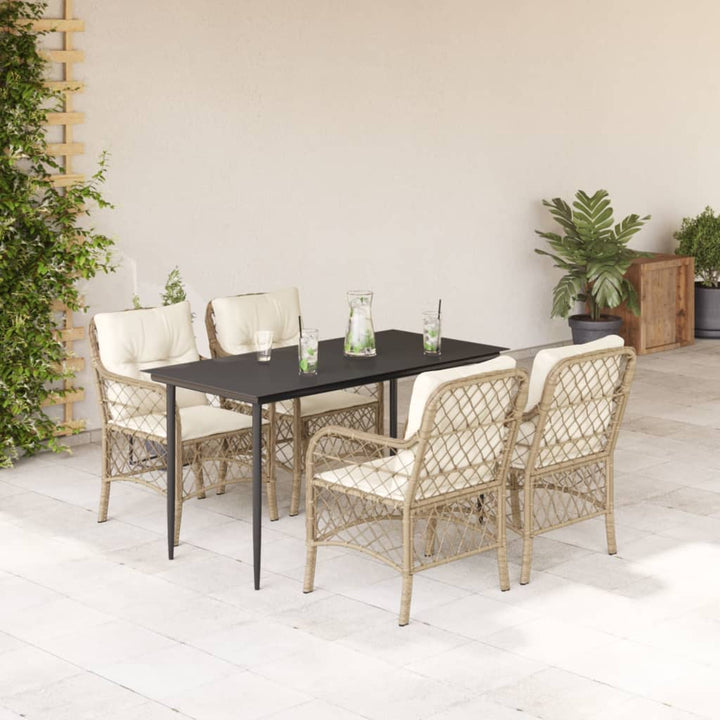 Set Mobilier De Grădină Cu Perne, 5 Piese, Bej, Poliratan