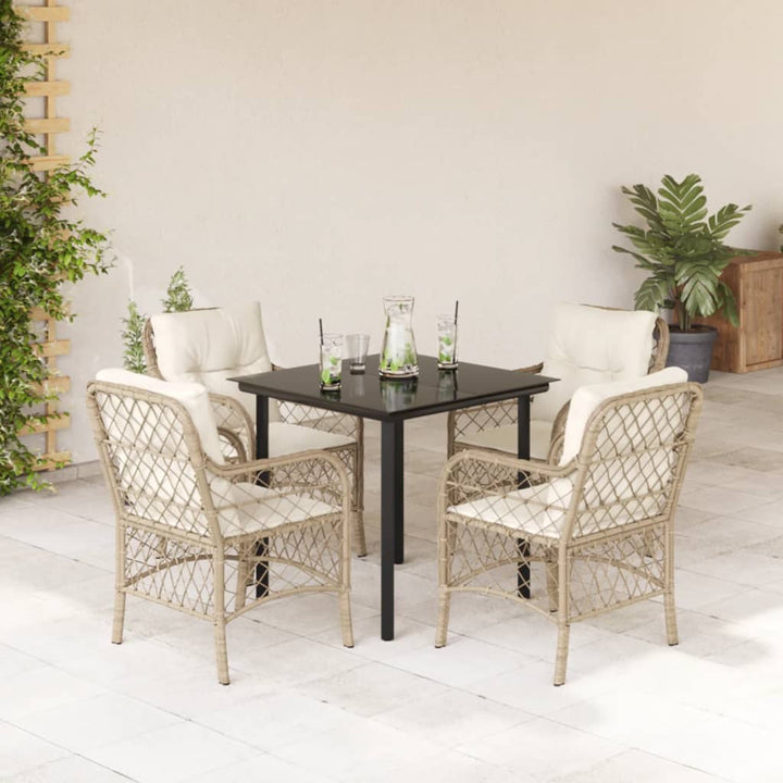 Set Mobilier De Grădină Cu Perne, 5 Piese, Bej, Poliratan