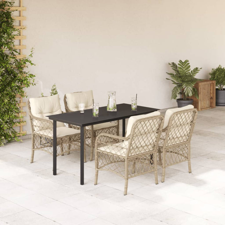 Set Mobilier De Grădină Cu Perne, 5 Piese, Bej, Poliratan