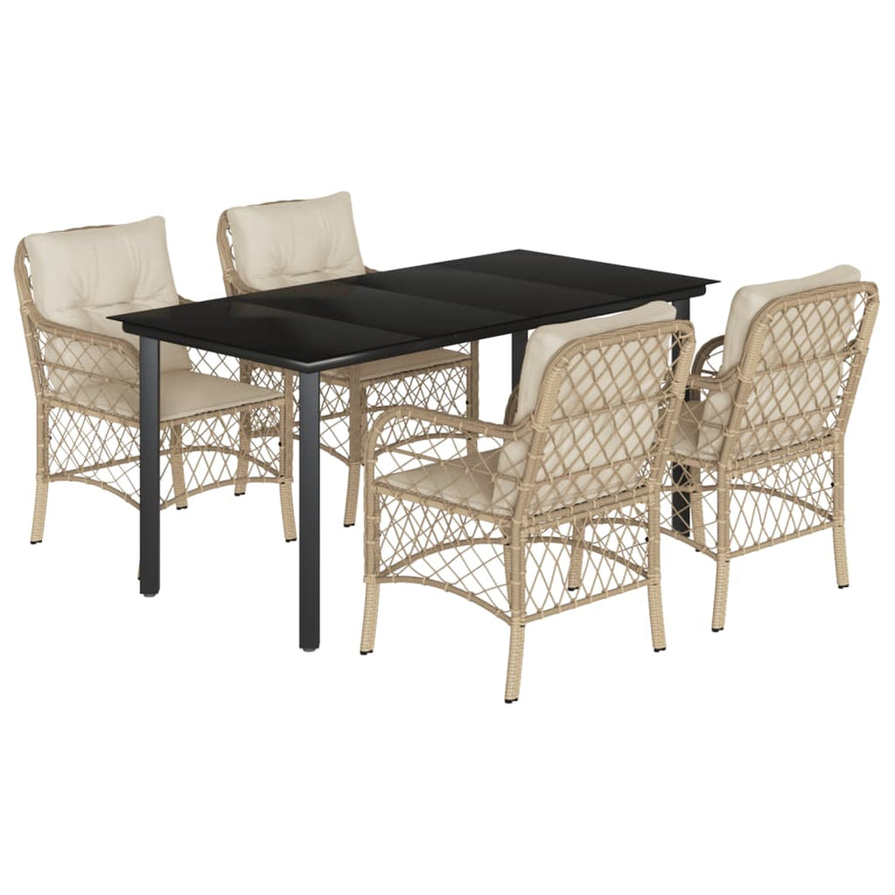 Set Mobilier De Grădină Cu Perne, 5 Piese, Bej, Poliratan