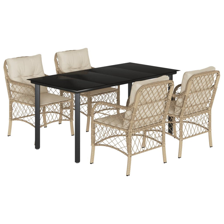 Set Mobilier De Grădină Cu Perne, 5 Piese, Bej, Poliratan