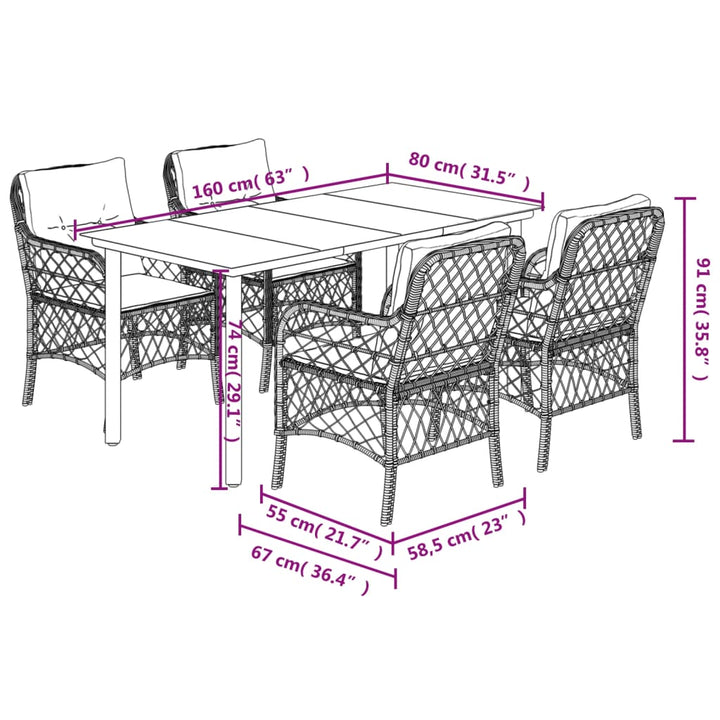 Set Mobilier De Grădină Cu Perne, 5 Piese, Bej, Poliratan