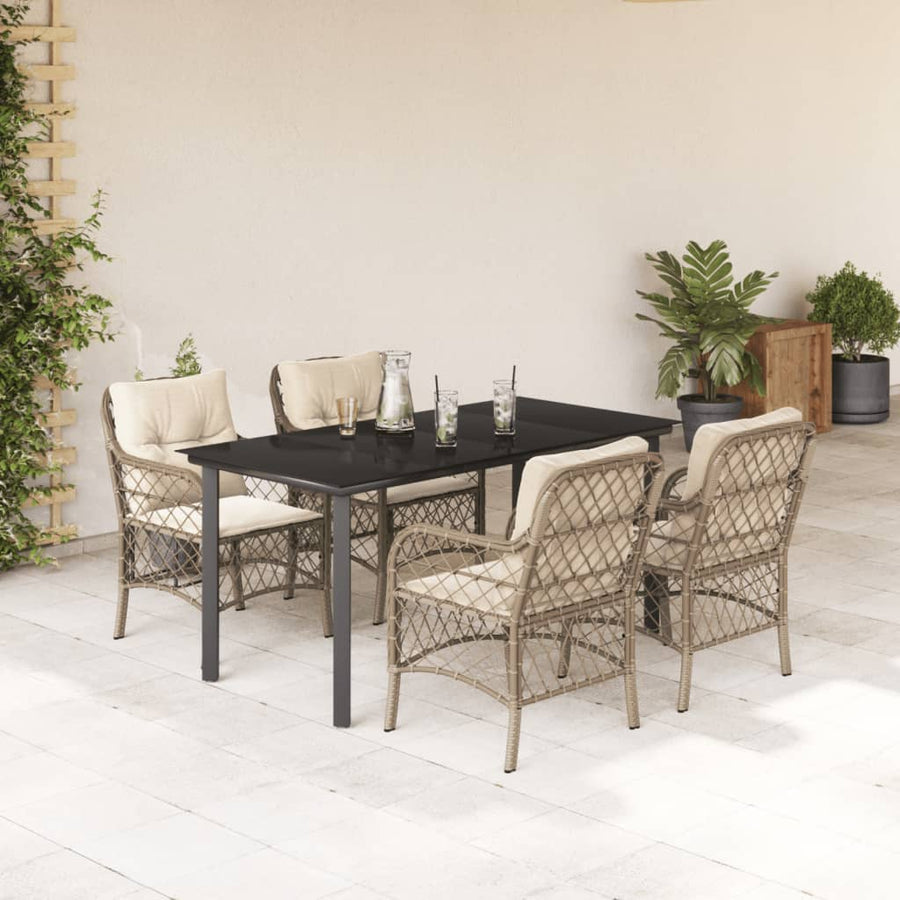 Set Mobilier De Grădină Cu Perne, 5 Piese, Bej, Poliratan