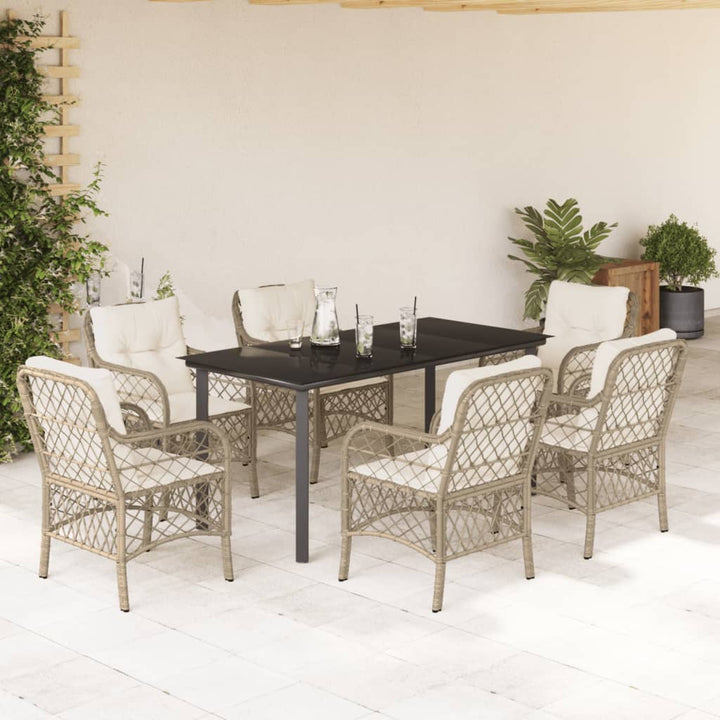 Set Mobilier De Grădină Cu Perne, 5 Piese, Bej, Poliratan