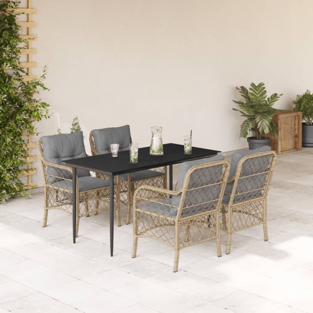 Set Mobilier Pentru Grădină, 5 Piese, Cu Perne, Bej, Poliratan
