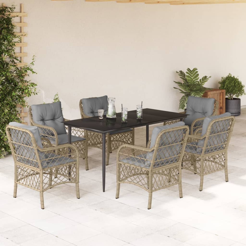 Set Mobilier Pentru Grădină, 5 Piese, Cu Perne, Bej, Poliratan