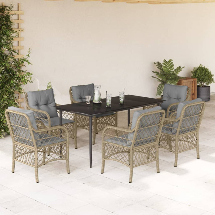Set Mobilier Pentru Grădină, 5 Piese, Cu Perne, Bej, Poliratan