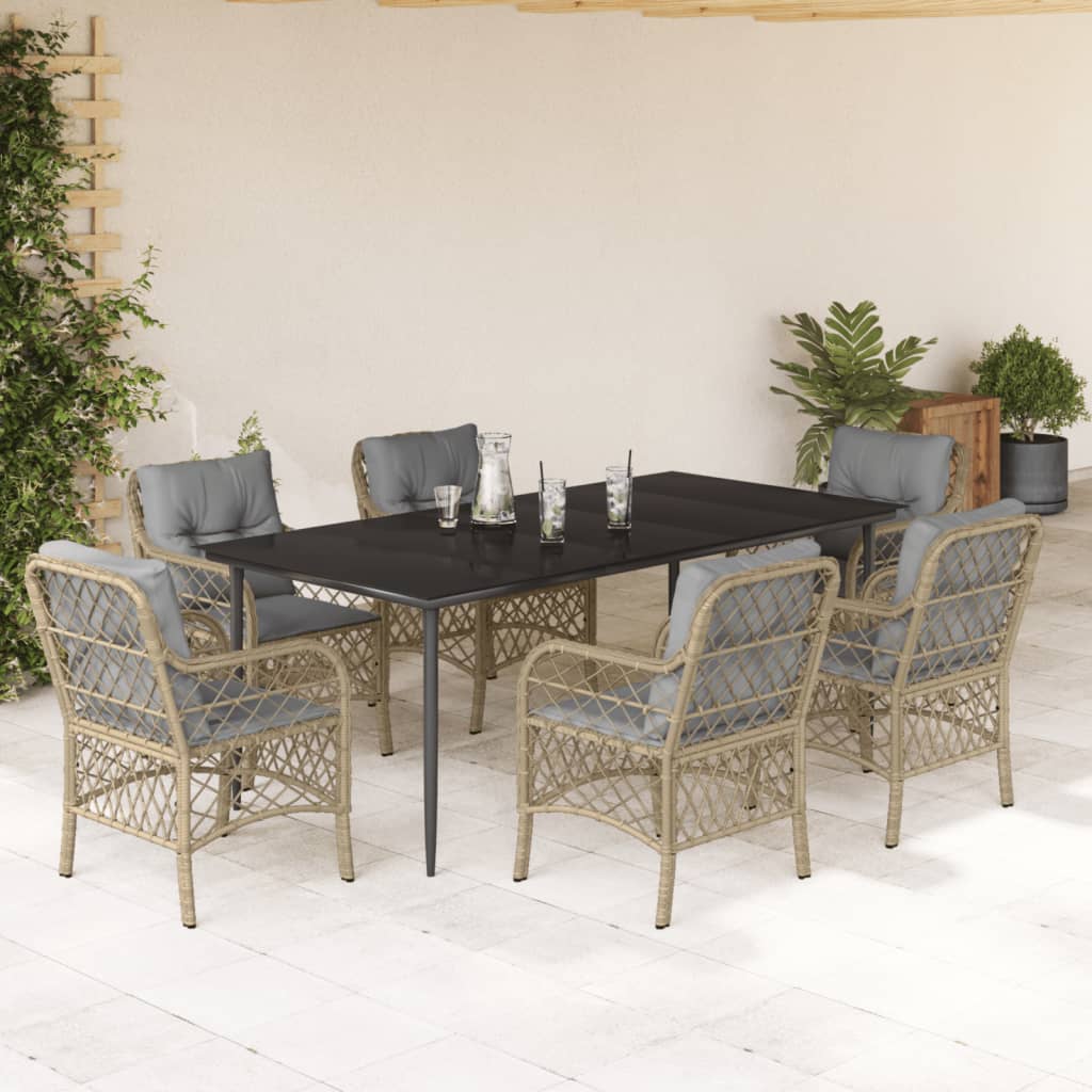 Set Mobilier Pentru Grădină, 5 Piese, Cu Perne, Bej, Poliratan