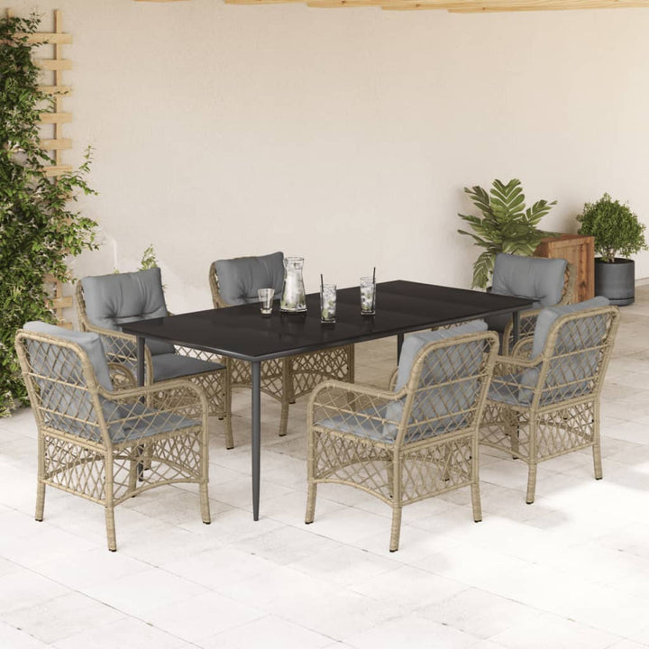 Set Mobilier Pentru Grădină, 5 Piese, Cu Perne, Bej, Poliratan