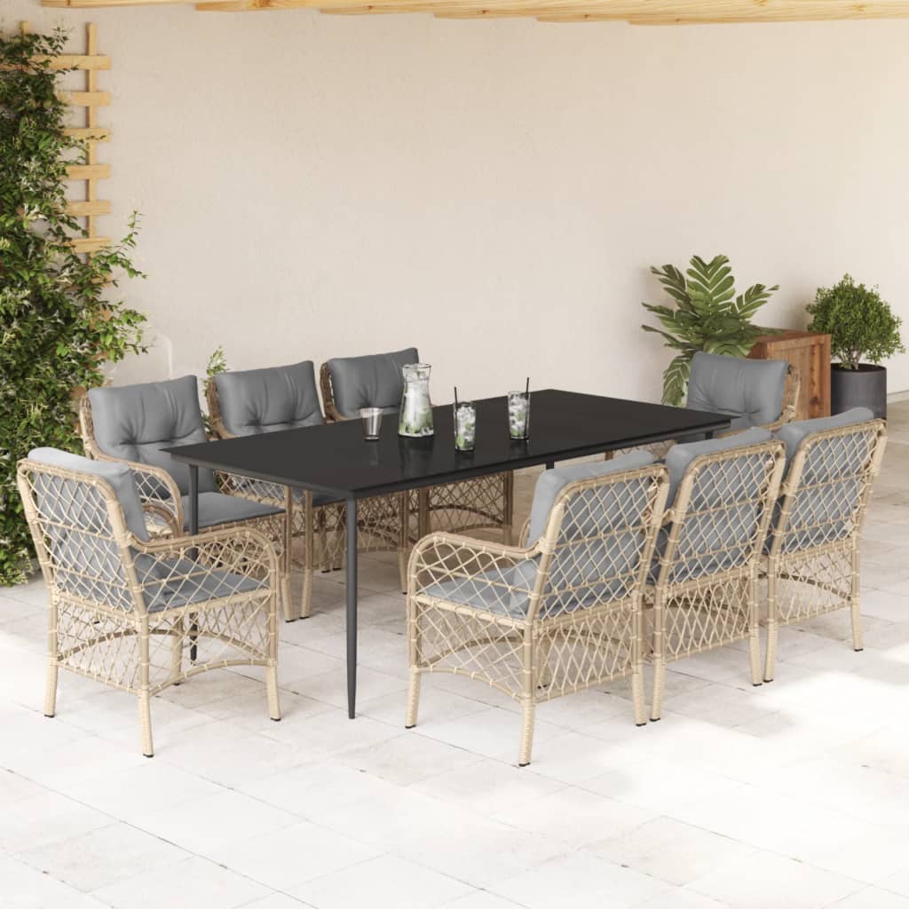 Set Mobilier Pentru Grădină, 5 Piese, Cu Perne, Bej, Poliratan