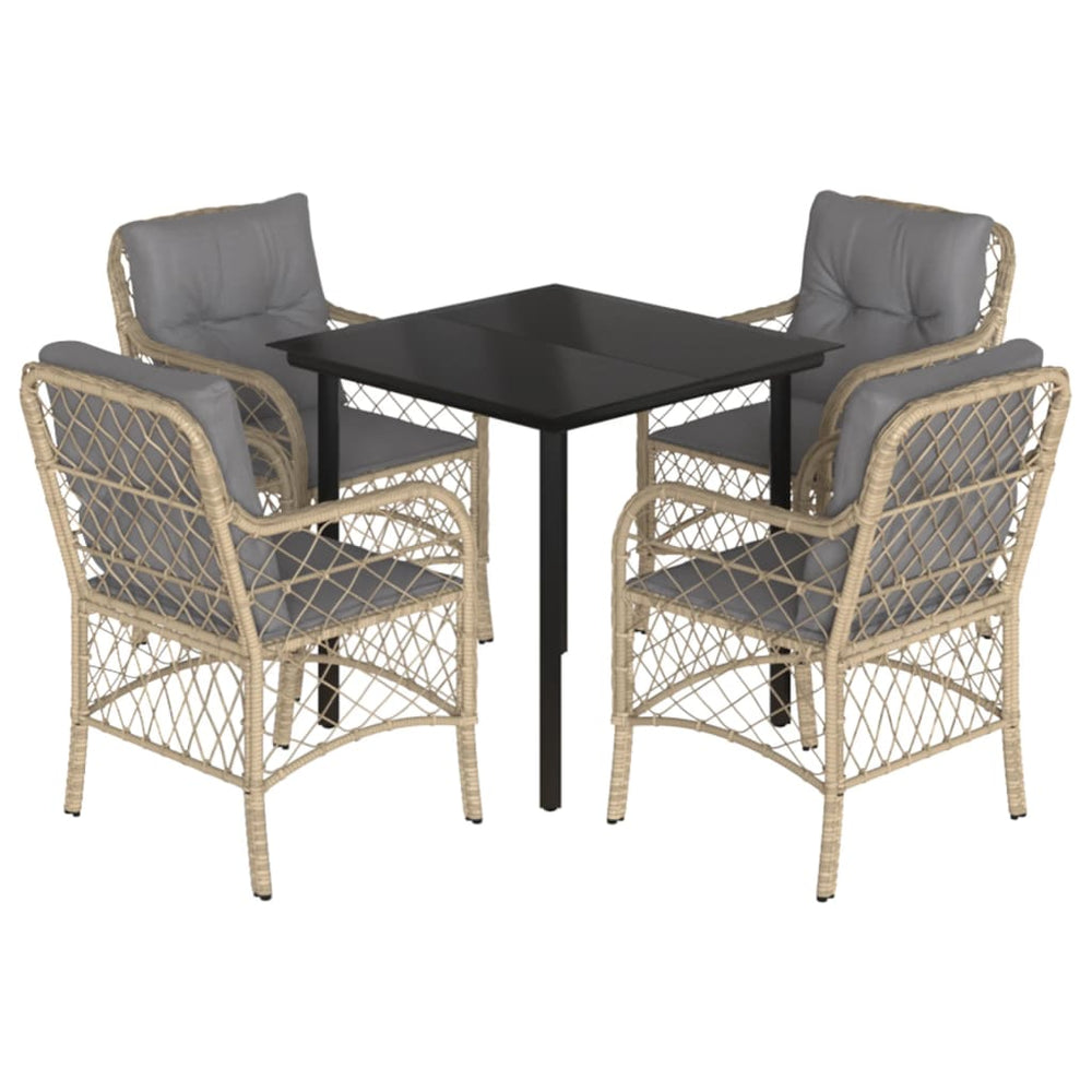Set Mobilier Pentru Grădină, 5 Piese, Cu Perne, Bej, Poliratan