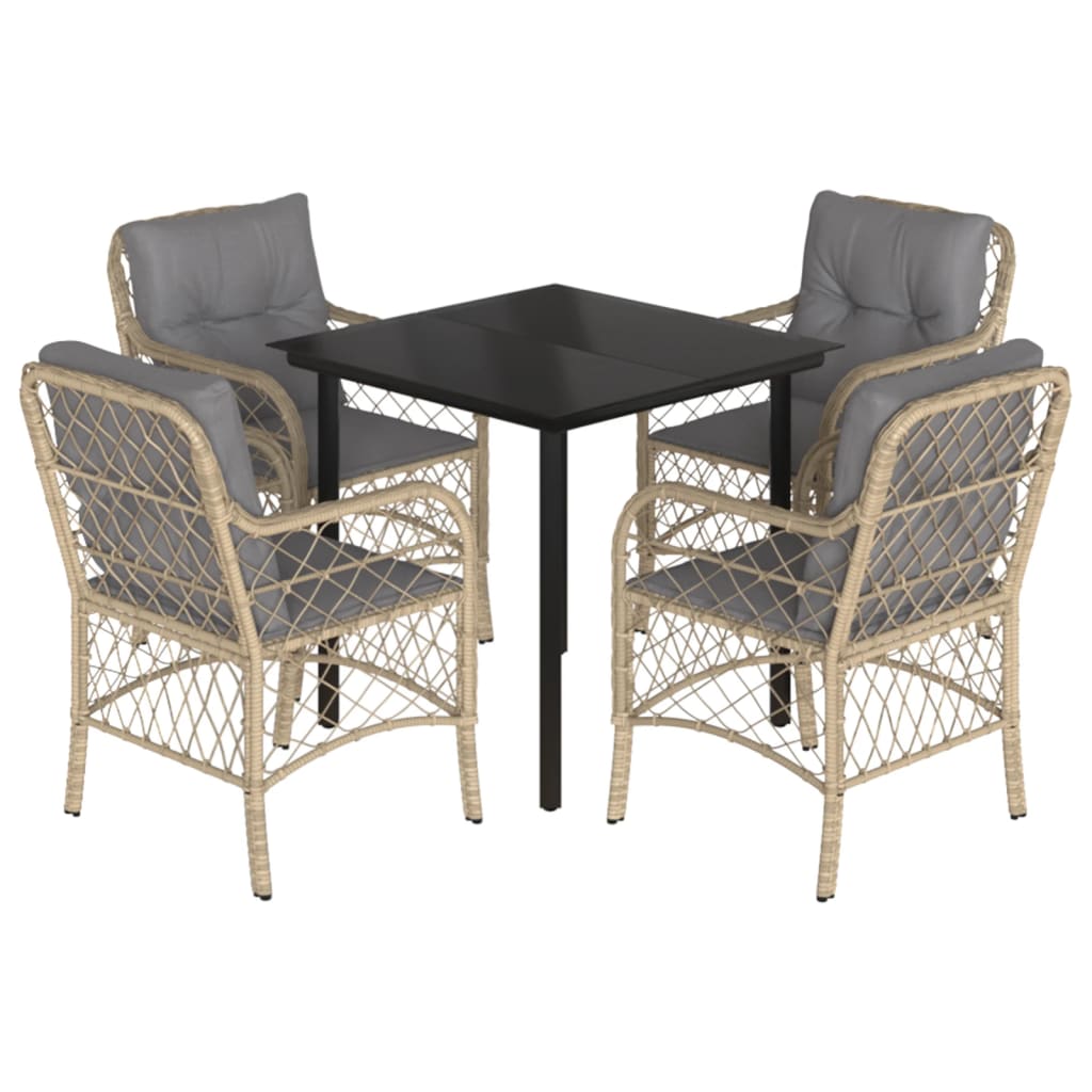 Set Mobilier Pentru Grădină, 5 Piese, Cu Perne, Bej, Poliratan