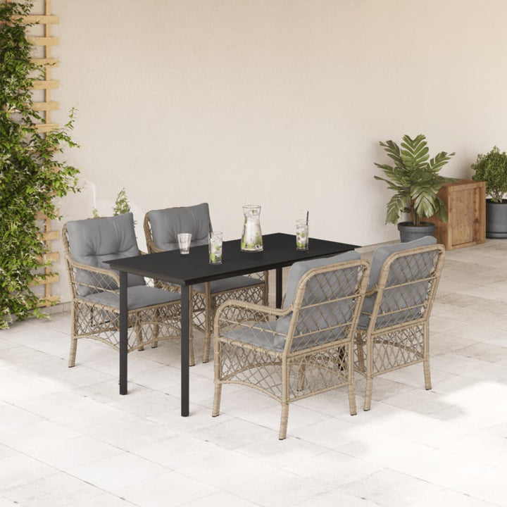Set Mobilier Pentru Grădină, 5 Piese, Cu Perne, Bej, Poliratan