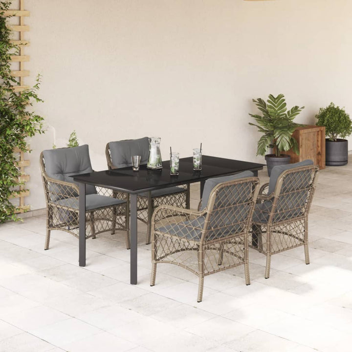Set Mobilier Pentru Grădină, 5 Piese, Cu Perne, Bej, Poliratan