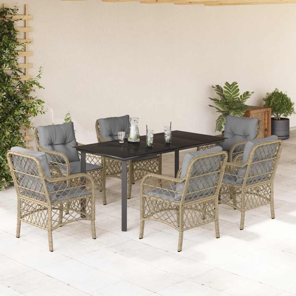 Set Mobilier Pentru Grădină, 5 Piese, Cu Perne, Bej, Poliratan