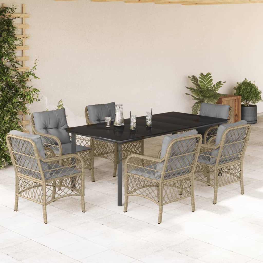 Set Mobilier Pentru Grădină, 5 Piese, Cu Perne, Bej, Poliratan