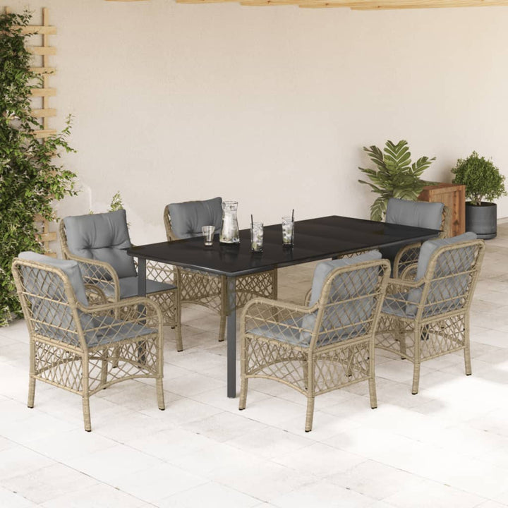 Set Mobilier Pentru Grădină, 5 Piese, Cu Perne, Bej, Poliratan