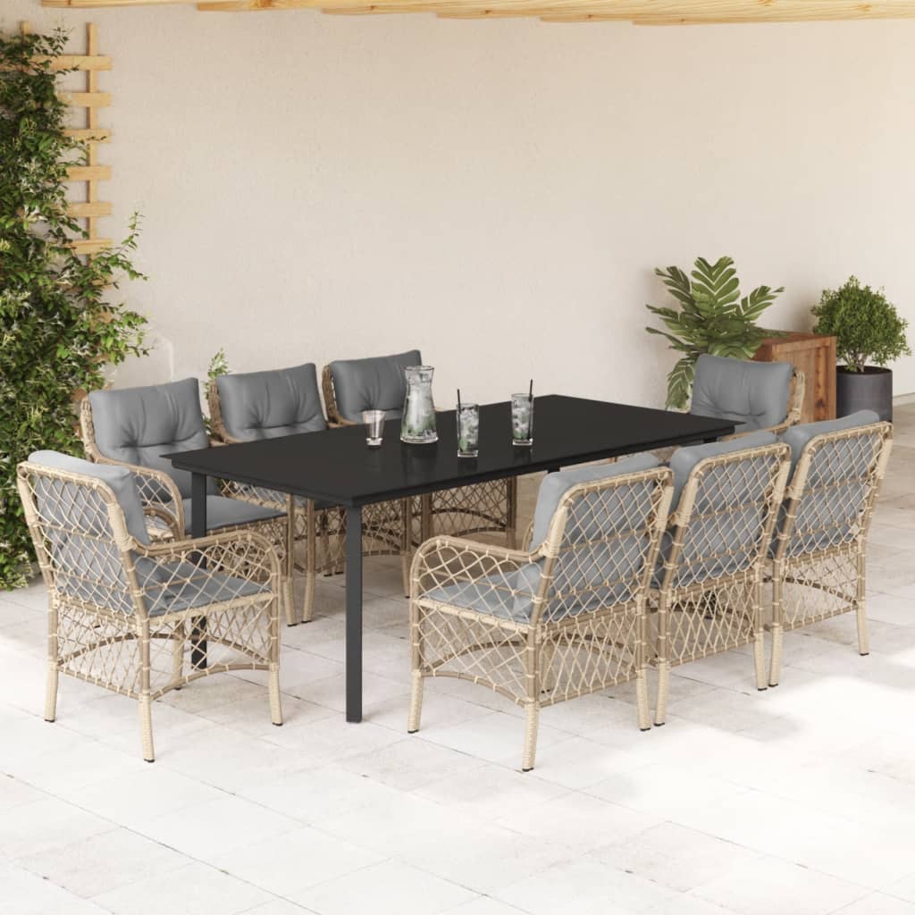 Set Mobilier Pentru Grădină, 5 Piese, Cu Perne, Bej, Poliratan
