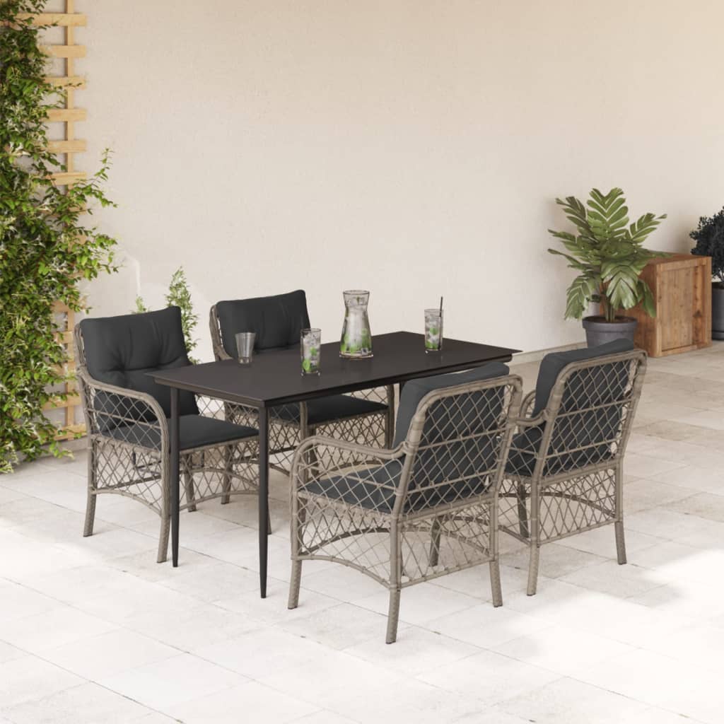 Set Mobilier De Grădină Cu Perne, 5 Piese Gri Deschis Poliratan