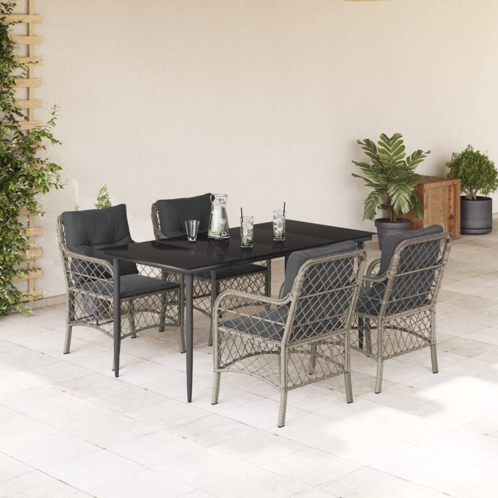Set Mobilier De Grădină Cu Perne, 5 Piese Gri Deschis Poliratan