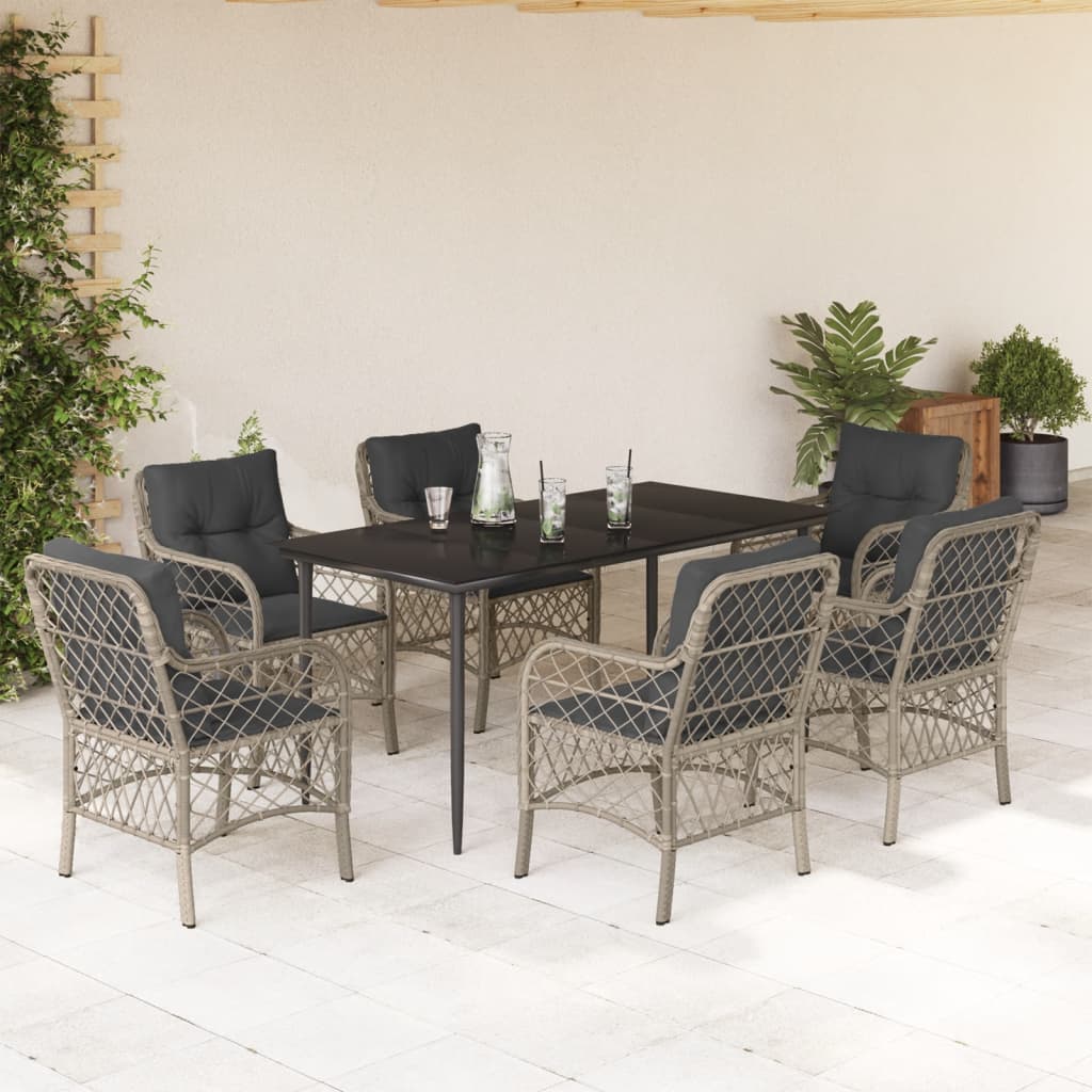 Set Mobilier De Grădină Cu Perne, 5 Piese Gri Deschis Poliratan