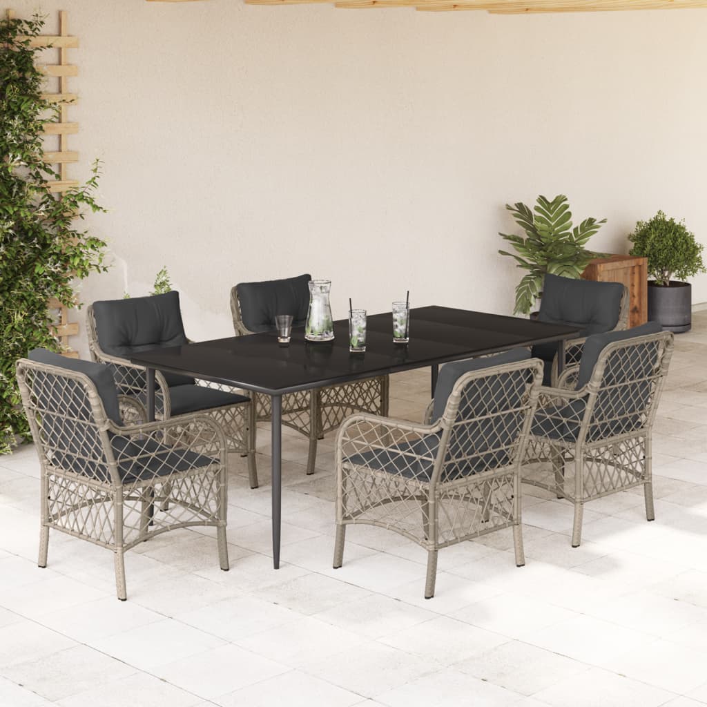 Set Mobilier De Grădină Cu Perne, 5 Piese Gri Deschis Poliratan