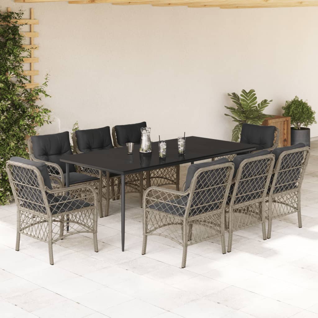Set Mobilier De Grădină Cu Perne, 5 Piese Gri Deschis Poliratan