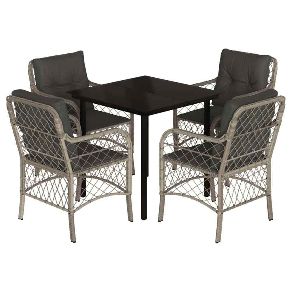 Set Mobilier De Grădină Cu Perne, 5 Piese Gri Deschis Poliratan