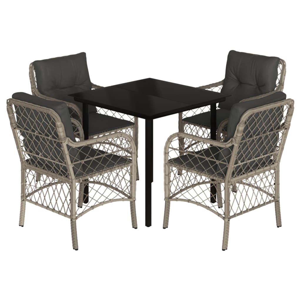 Set Mobilier De Grădină Cu Perne, 5 Piese Gri Deschis Poliratan