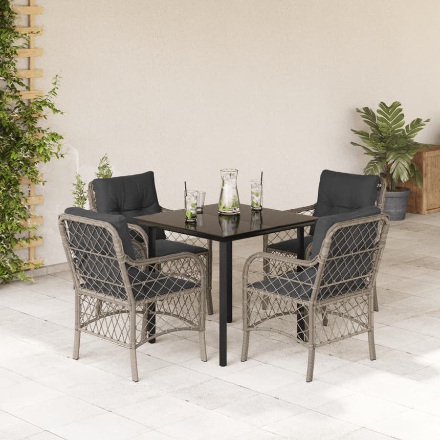 Set Mobilier De Grădină Cu Perne, 5 Piese Gri Deschis Poliratan