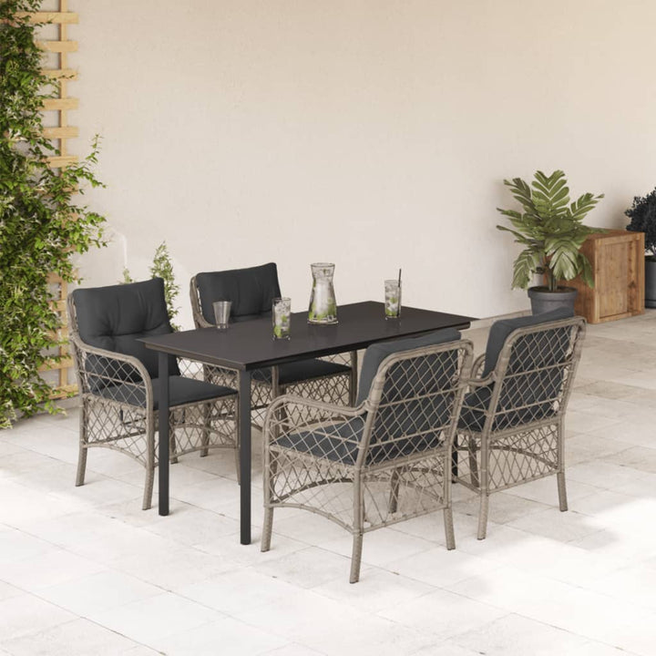 Set Mobilier De Grădină Cu Perne, 5 Piese Gri Deschis Poliratan